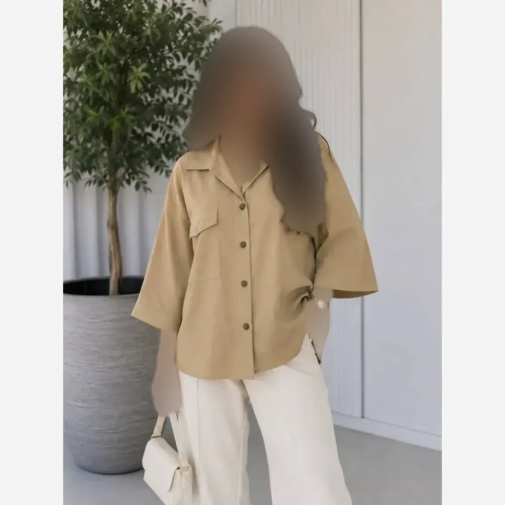 شومیز باکسی لینن درجه یک زنانه رنگ مشکی و سبز پسته ای فری سایز