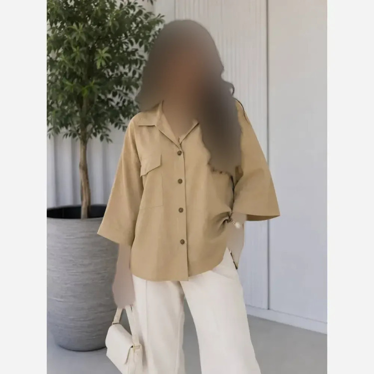 شومیز باکسی لینن درجه یک زنانه رنگ مشکی و سبز پسته ای فری سایز