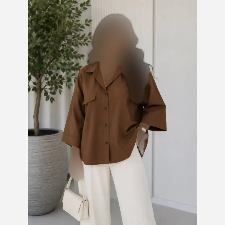 شومیز باکسی لینن درجه یک زنانه رنگ مشکی و سبز پسته ای فری سایز