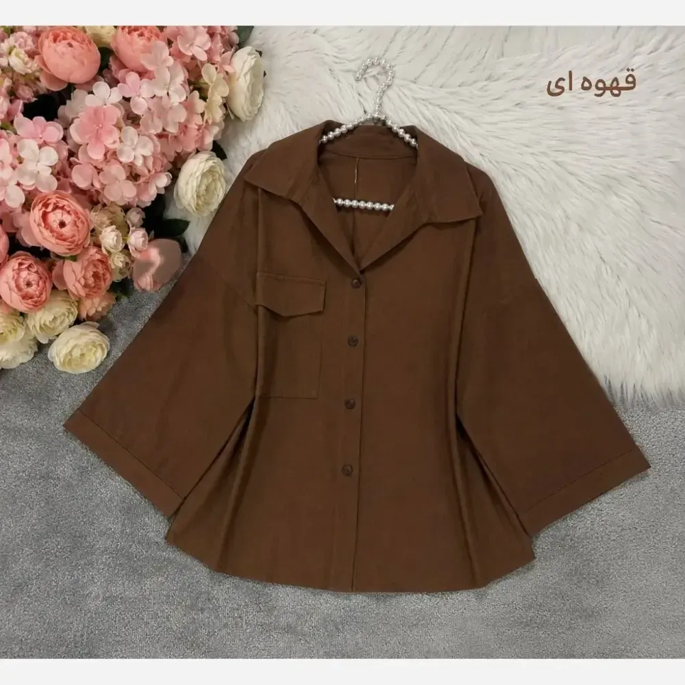 شومیز باکسی لینن درجه یک زنانه رنگ مشکی و سبز پسته ای فری سایز