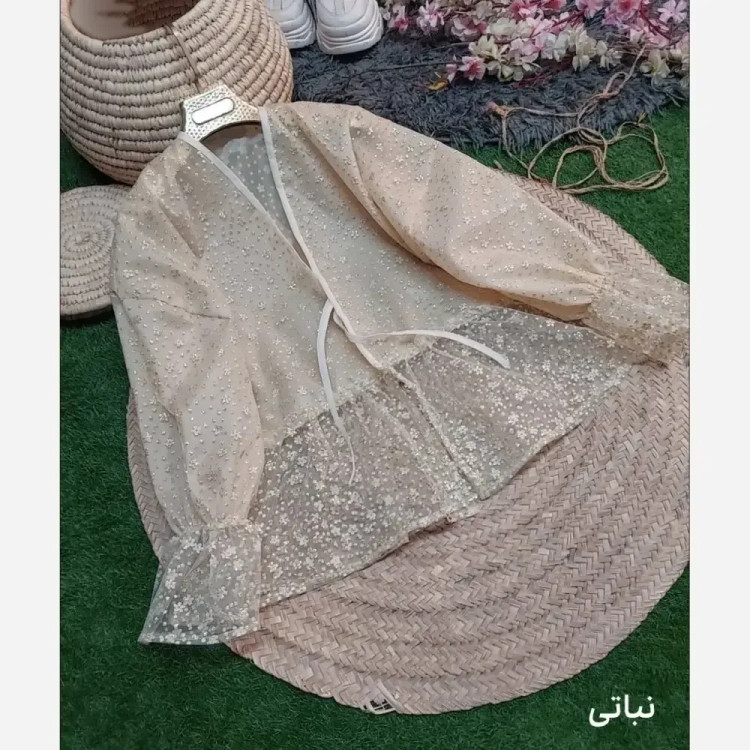 مانتو مزونی عروسکی تور اکلیل دار آستردار فری سایز 38 تا 46