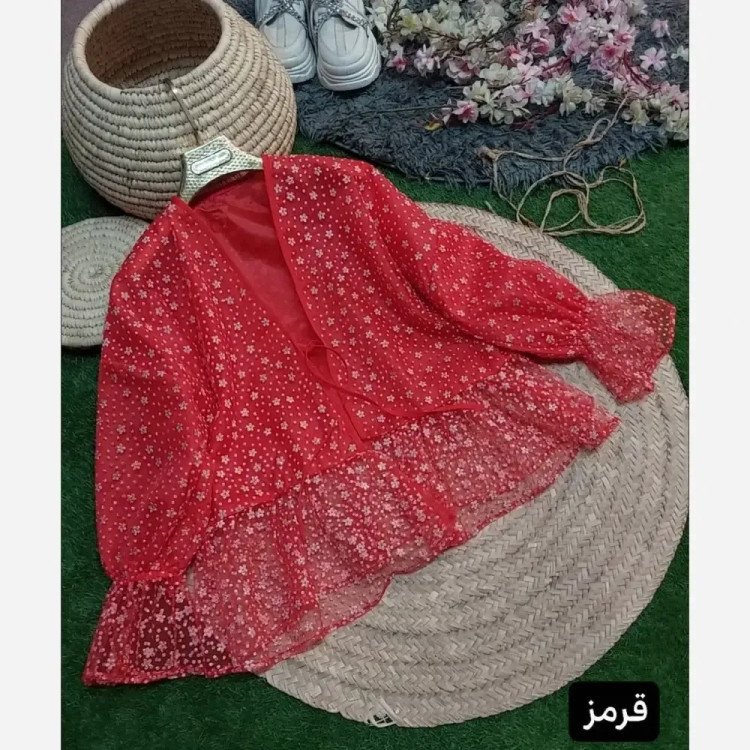 مانتو مزونی عروسکی تور اکلیل دار آستردار فری سایز 38 تا 46