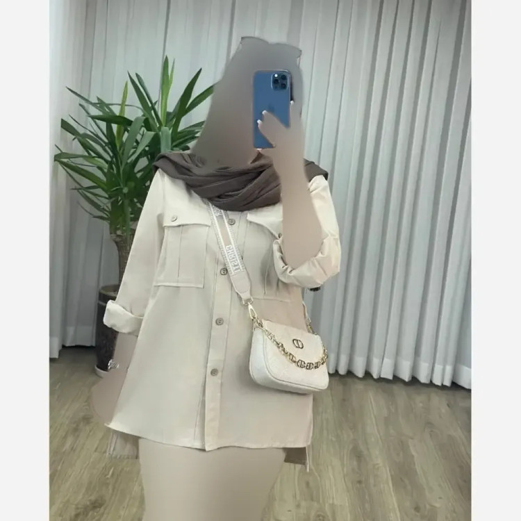 مانتو لنین دو جیب ستاره فری سایز 38 تا 48