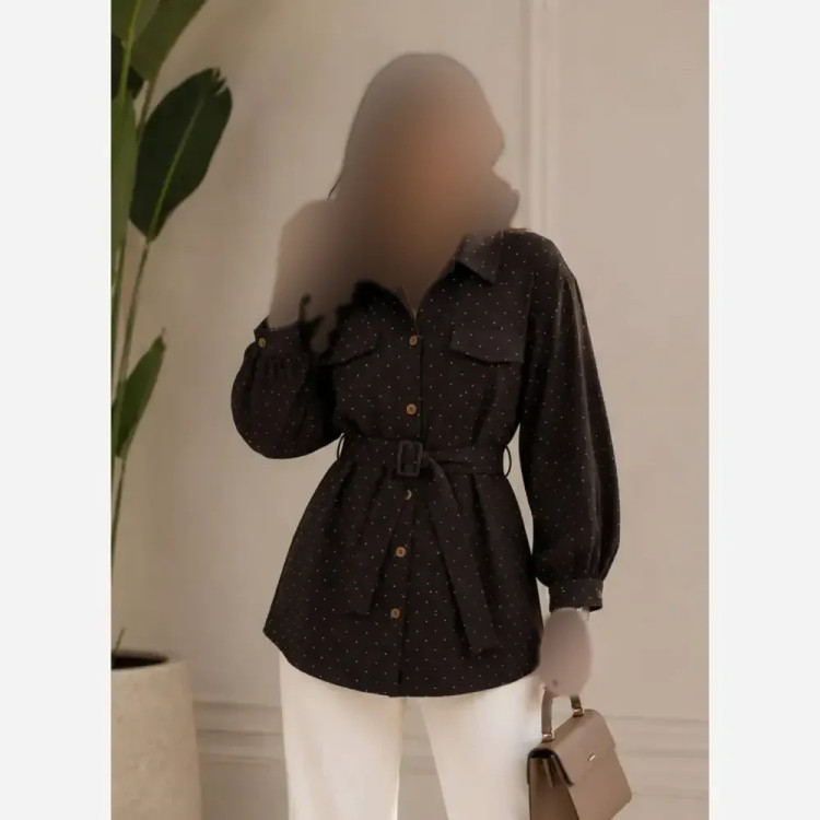 مانتو کمربند دار آیوا بارانی فول نگین زنانه