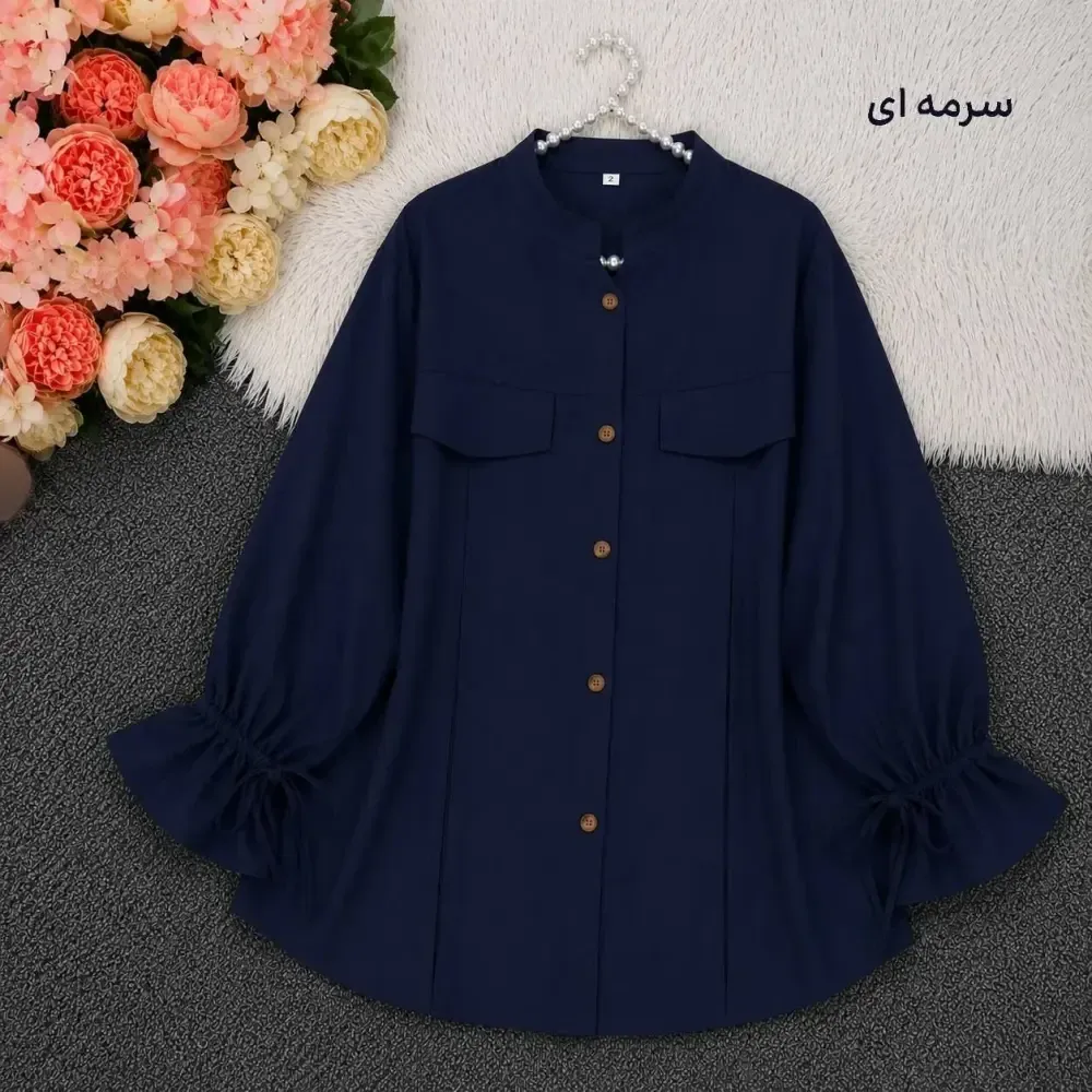 مانتو داکرون آستین عروسکی رنگ کاربنی سایز 38 تا 42