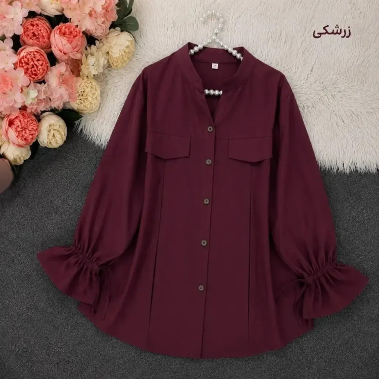 مانتو داکرون آستین عروسکی رنگ کاربنی سایز 38 تا 42