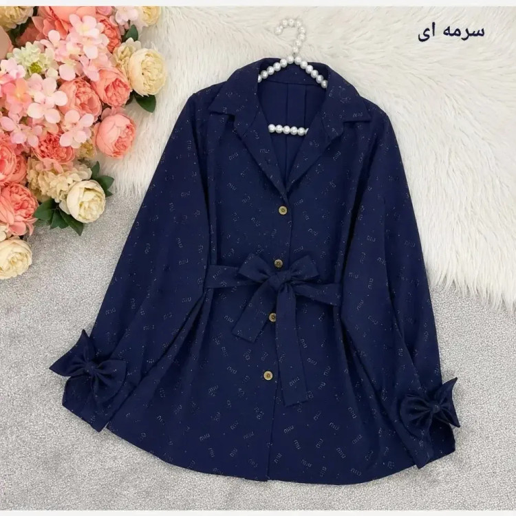 شومیز پاپیونی کمربند دار ینزی سایز فری تا 48