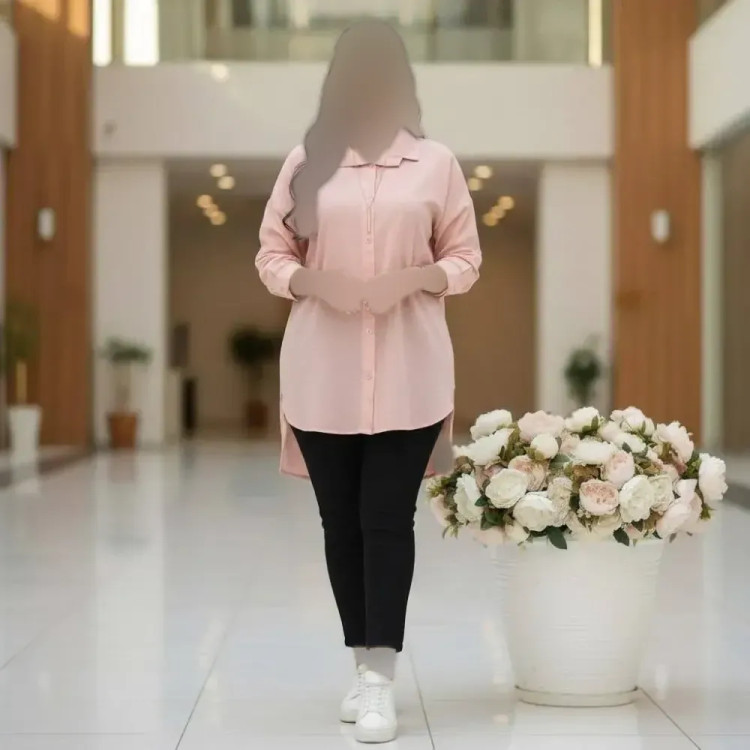 شومیز مانتویی سلین جنس لنین پنبه فری سایز پاگن دار