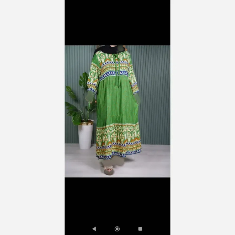 لباس ساحلی زنانه حاشیه دار نخی تابستانی فری سایز رنگی