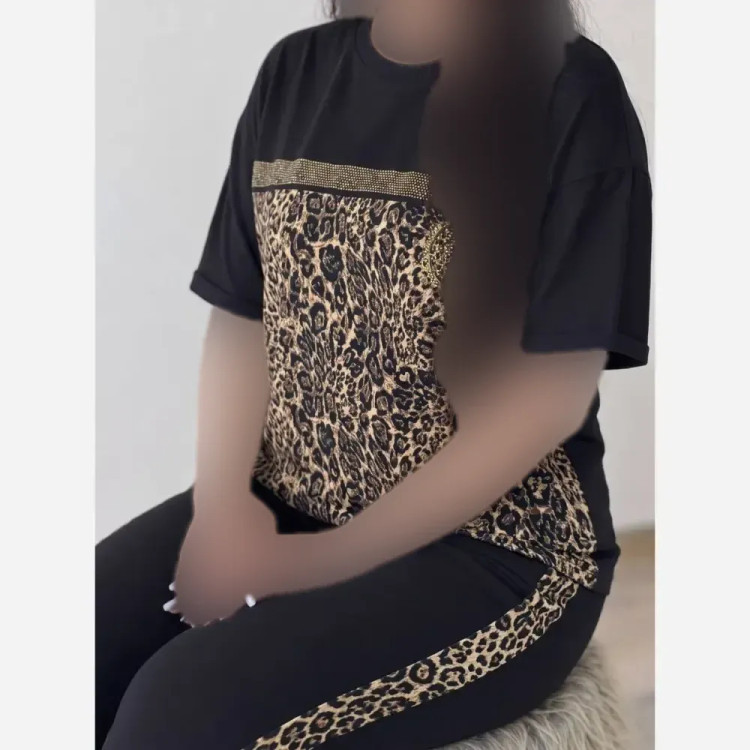 ست تیشرت و شلوار ویسکوز الیزه کش فری سایز 38 تا 48