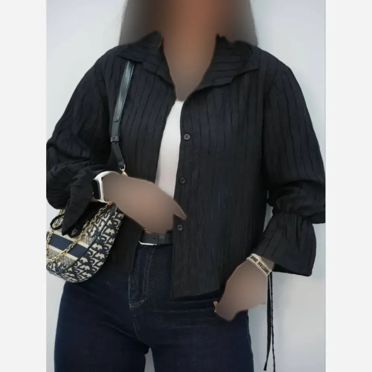 شومیز عروسکی زنانه جنس صوفیا شانتون راه راه فری سایز