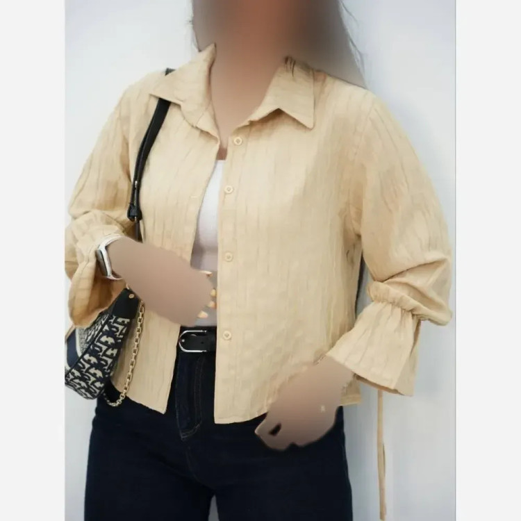 شومیز عروسکی زنانه جنس صوفیا شانتون راه راه فری سایز