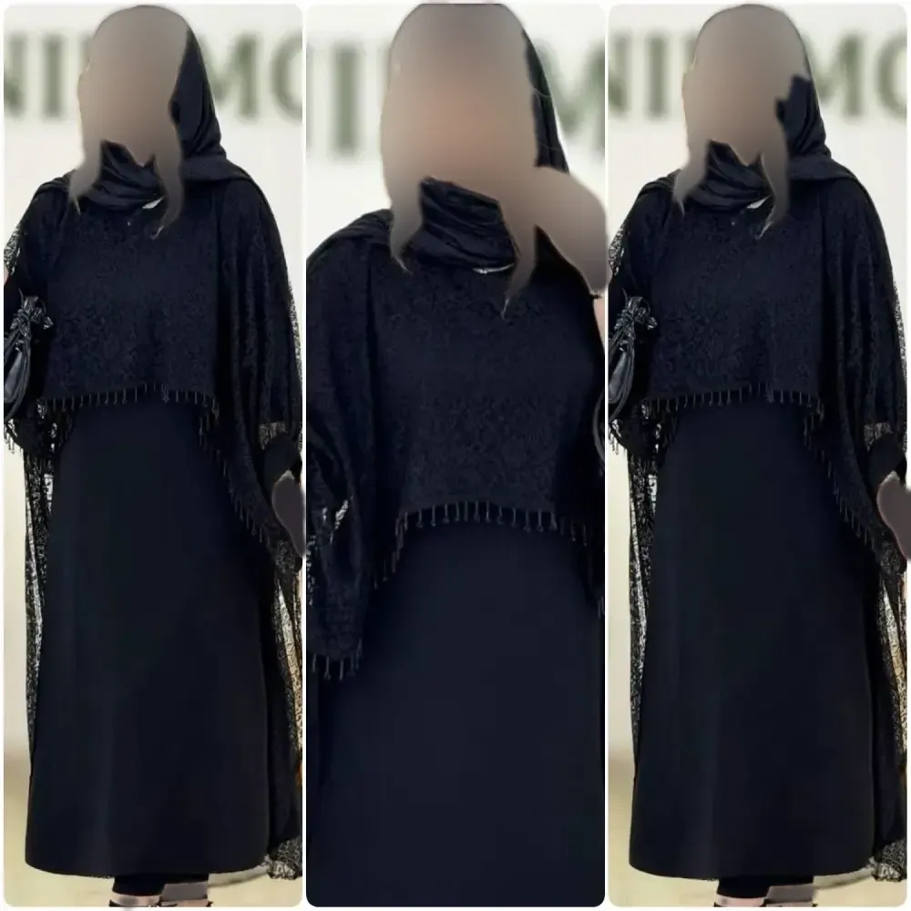 دوتیکه مجلسی رویال سارافن بوگاتی و رویه دانتل مشکی فری سایز 38 تا 48
