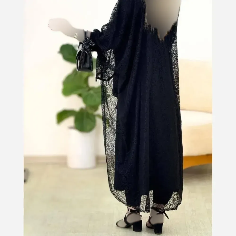 دوتیکه مجلسی رویال سارافن بوگاتی و رویه دانتل مشکی فری سایز 38 تا 48