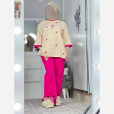 ست تیشرت و شلوار پنبه لاکرا مدل ترلان فری سایز زنانه