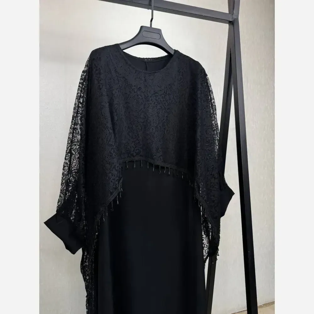 دوتیکه مجلسی رویال سارافن بوگاتی و رویه دانتل مشکی فری سایز 38 تا 48