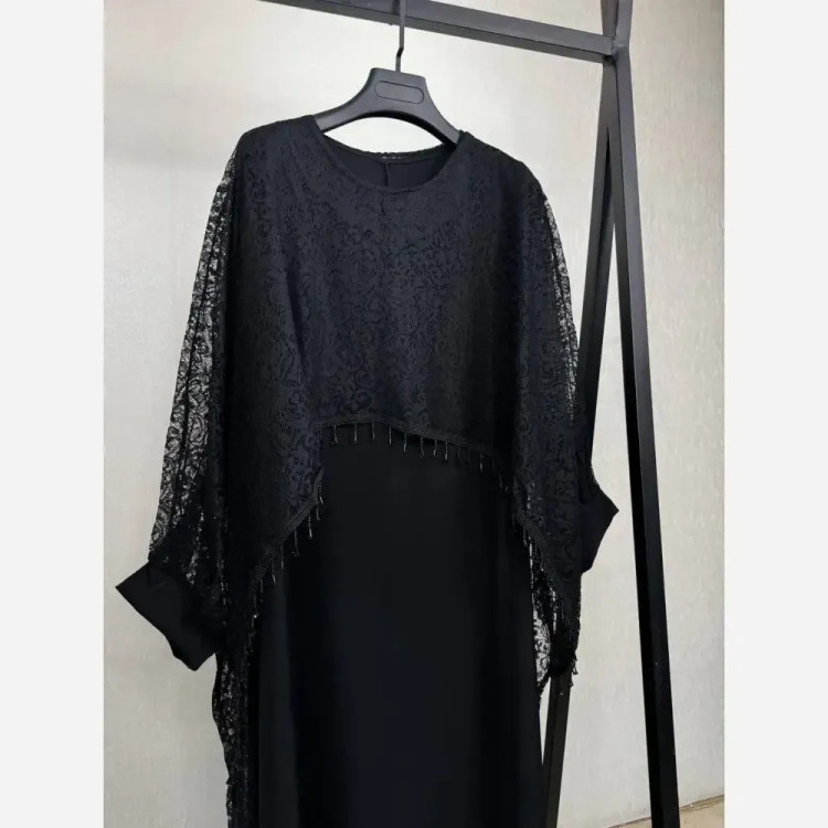 دوتیکه مجلسی رویال سارافن بوگاتی و رویه دانتل مشکی فری سایز 38 تا 48