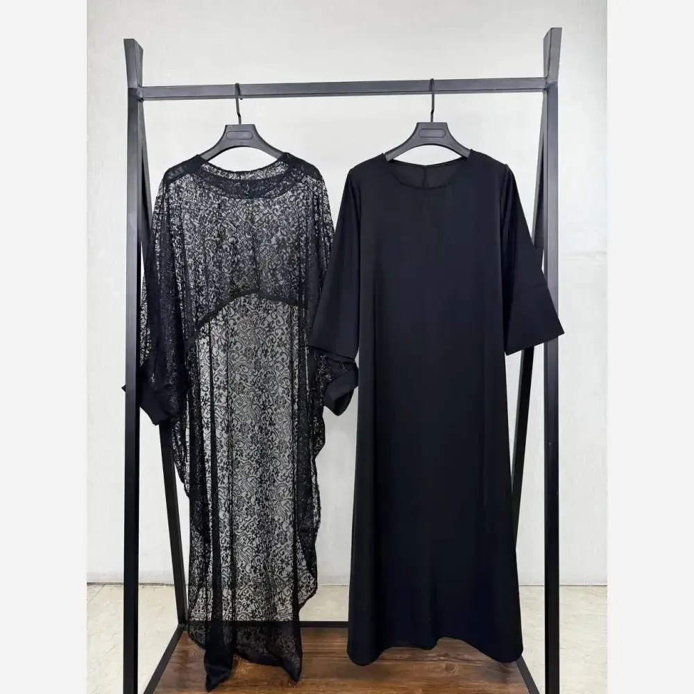 دوتیکه مجلسی رویال سارافن بوگاتی و رویه دانتل مشکی فری سایز 38 تا 48