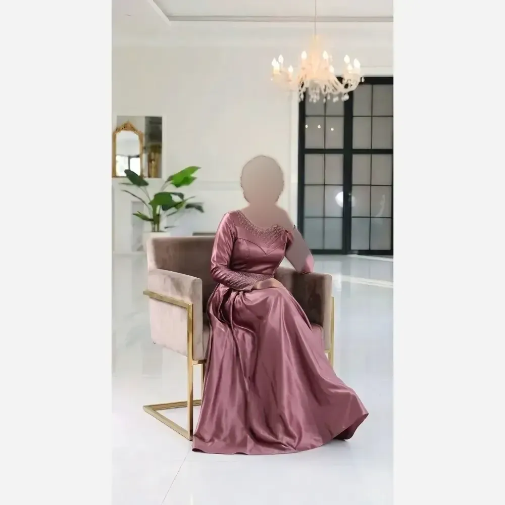 لباس مجلسی زنانه ساتن ال ایکس قد 150 مدل ساره