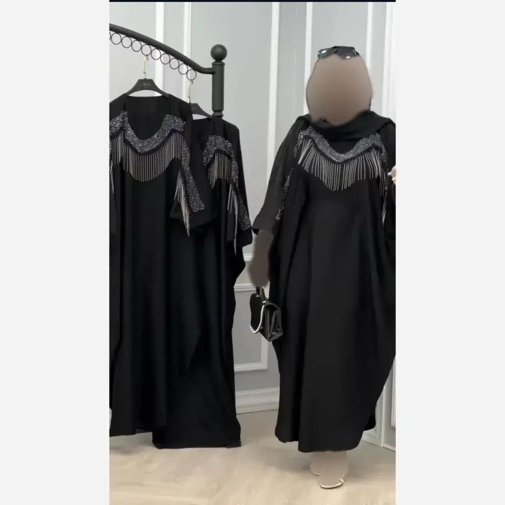 عبا زنانه مدل زنجیری جنس الیزه رنگ مشکی سایز فری سایز