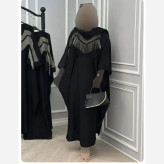 عبا زنانه مدل زنجیری جنس الیزه رنگ مشکی سایز فری سایز