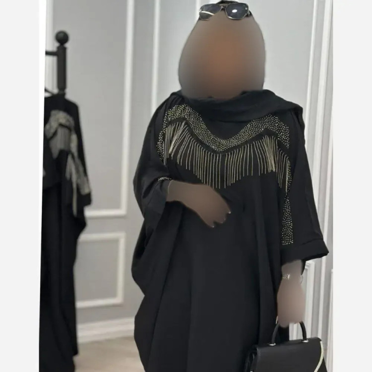 عبا زنانه مدل زنجیری جنس الیزه رنگ مشکی سایز فری سایز