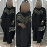 عبا زنانه مدل زنجیری جنس الیزه رنگ مشکی سایز فری سایز