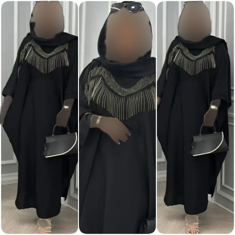 عبا زنانه مدل زنجیری جنس الیزه رنگ مشکی سایز فری سایز