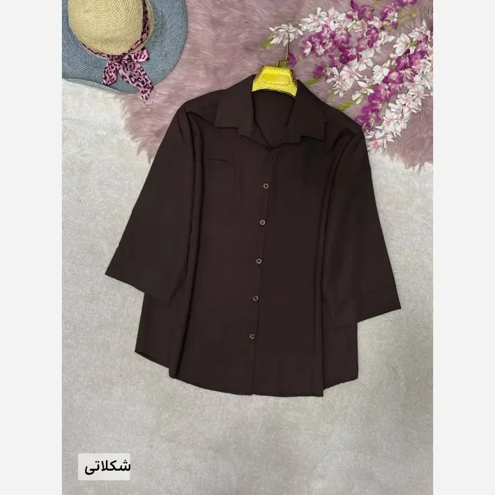 شومیز تک جیب ترمه جنس پری خنک و سبک سایز فری 38 تا 48