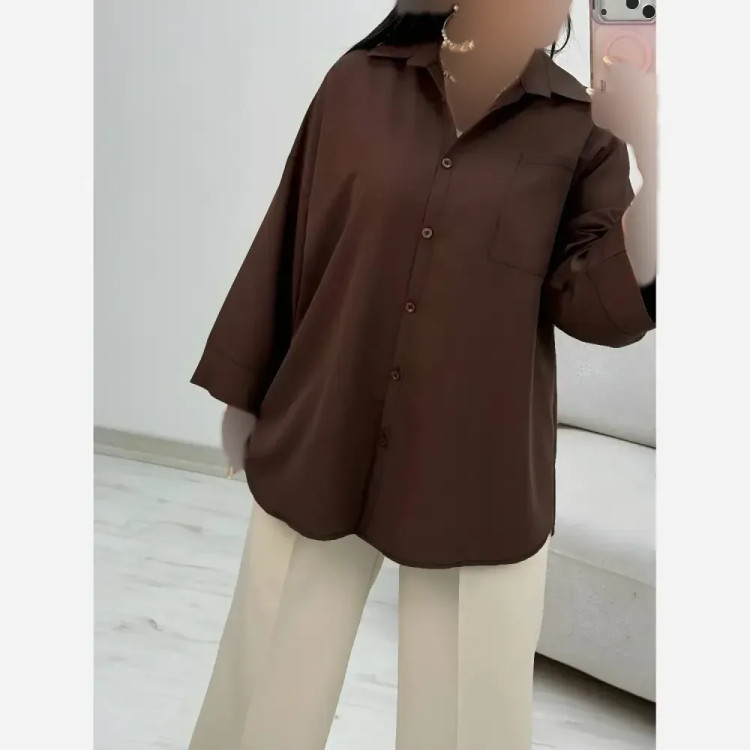 شومیز تک جیب ترمه جنس پری خنک و سبک سایز فری 38 تا 48