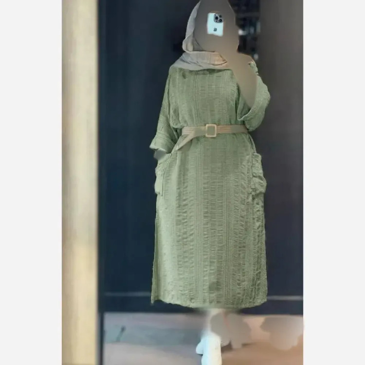 کفتان مجلسی کوک دوزی خنک با کمربند کنفی سایز فری