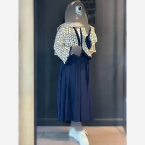 کت دامن چین چیلا جنس کراش آیوا و گیپور رنگ یشمی سورمه ای مشکی