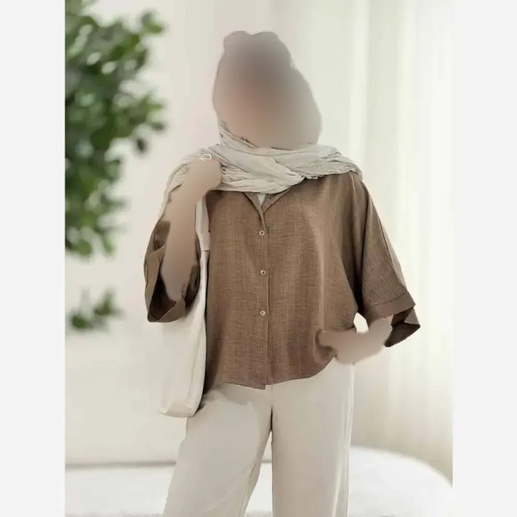 شومیز باکسی شفق جنس شانتون حصیری فری سایز