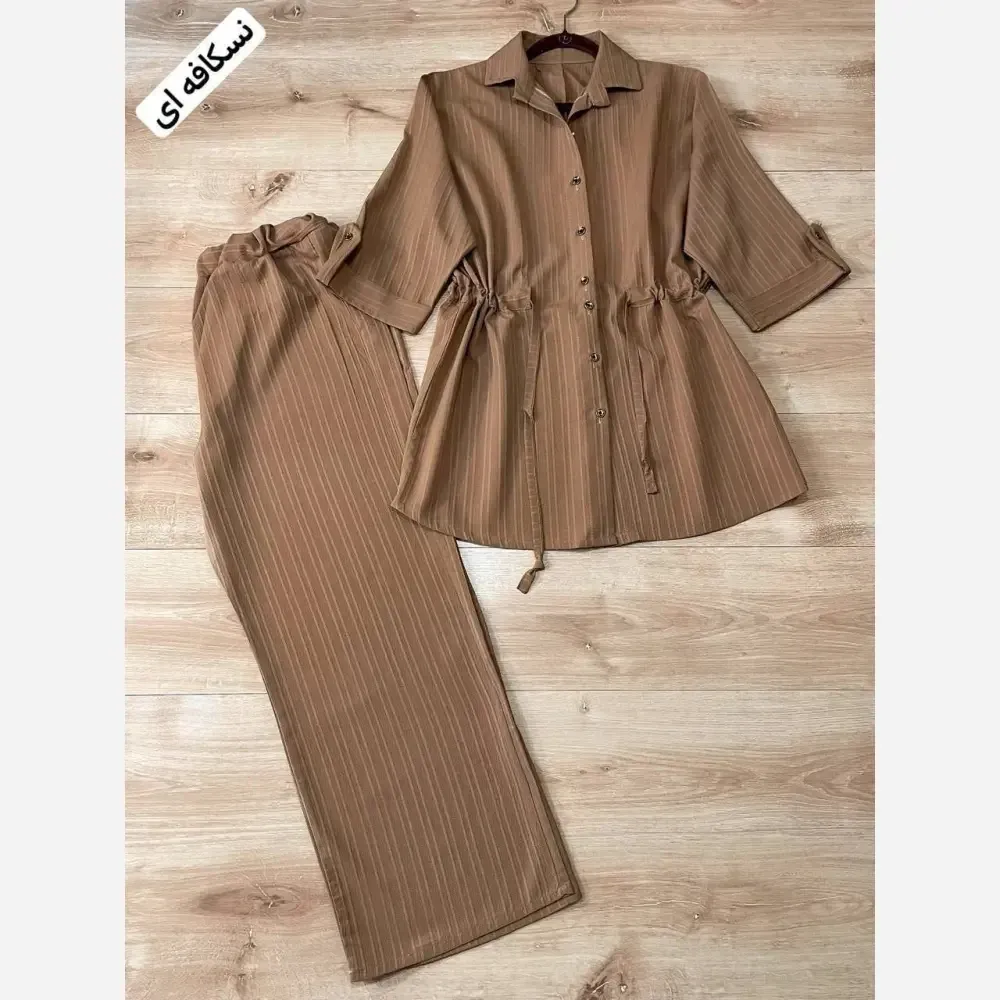 ست شومیز شلوار کمر گت جنس آیوا درجه یک فری سایز 36 تا 48