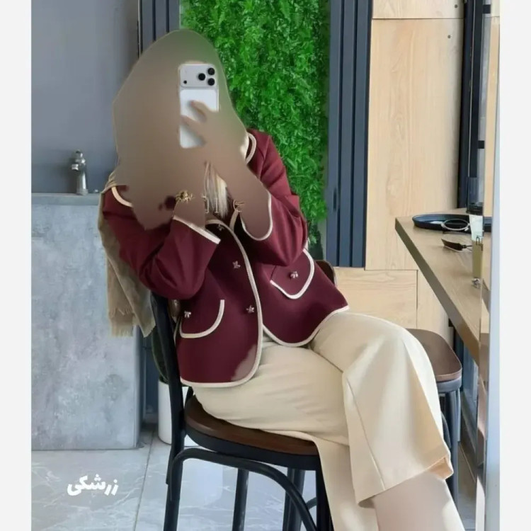 ست کت و شلوار اداری زنانه جنس سوپرمازراتی پاپیون دار فری سایز