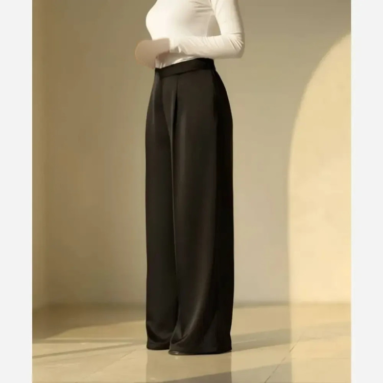 شلوار بگ زنانه جنس سوپر مازراتی درجه یک رنگ مشکی سرمه ای موکا