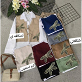 ست سه تیکه شومیز داکرون و جلیقه و دامن شانتون مدل سنجاقک فری سایز