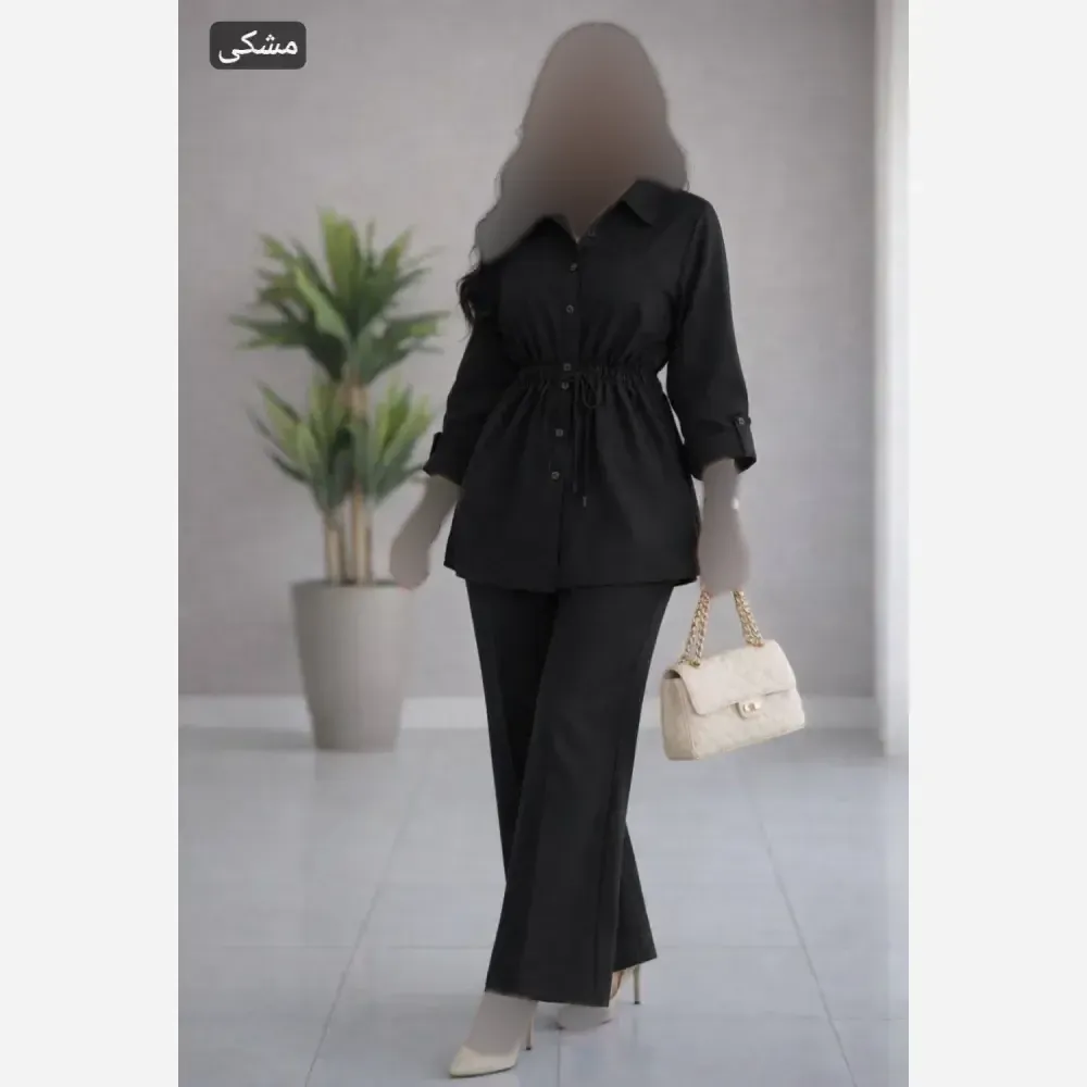 ست شومیز و شلوار کمرگت سوپر شانتون درجه یک فری سایز