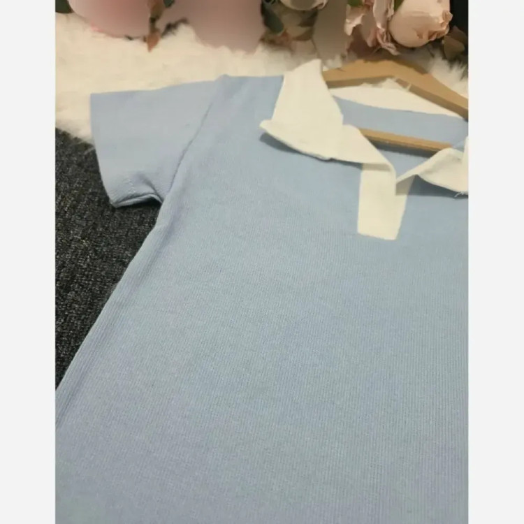 پولوشرت زنانه نخ پنبه کبریتی فری سایز مدل آریانا