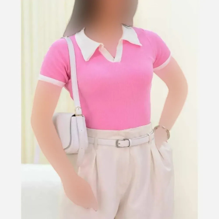 پولوشرت زنانه نخ پنبه کبریتی فری سایز مدل آریانا