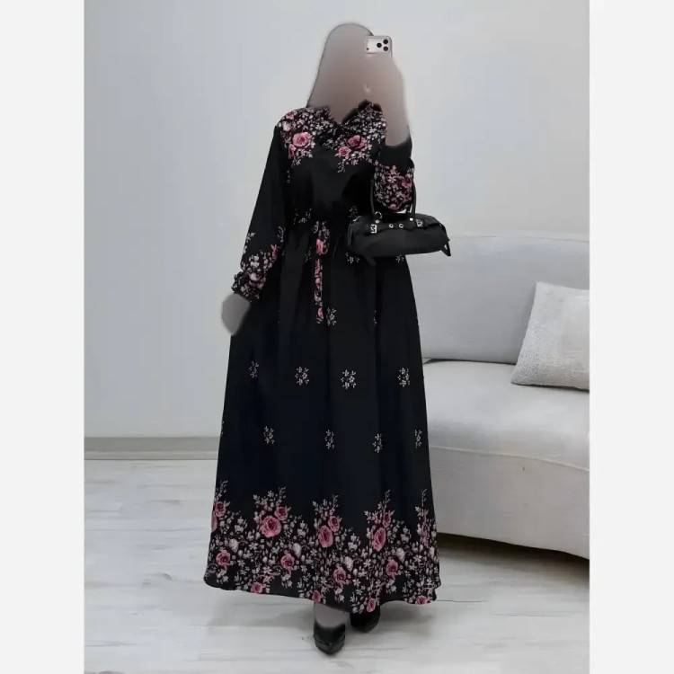 پیراهن ساحلی رز کرپ بوگاتی رنگ صورتی سایز فری 38 تا 46