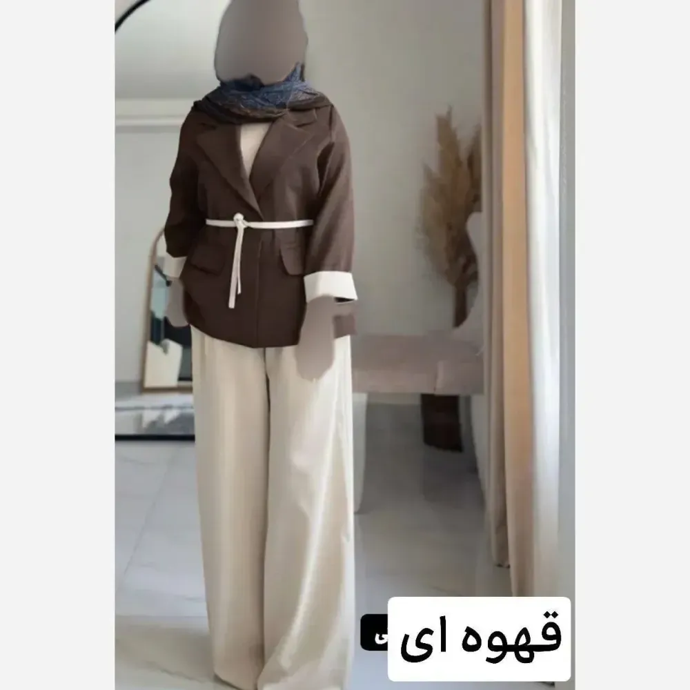 کت و شلوار زنانه مدل یسنا جنس مازراتی فری سایز رنگ بندی متنوع