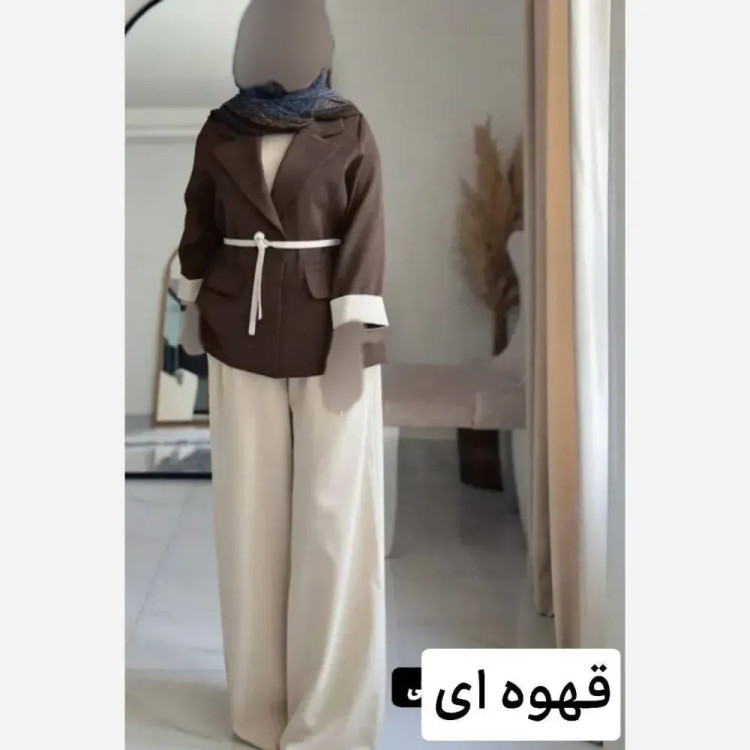 کت و شلوار زنانه مدل یسنا جنس مازراتی فری سایز رنگ بندی متنوع