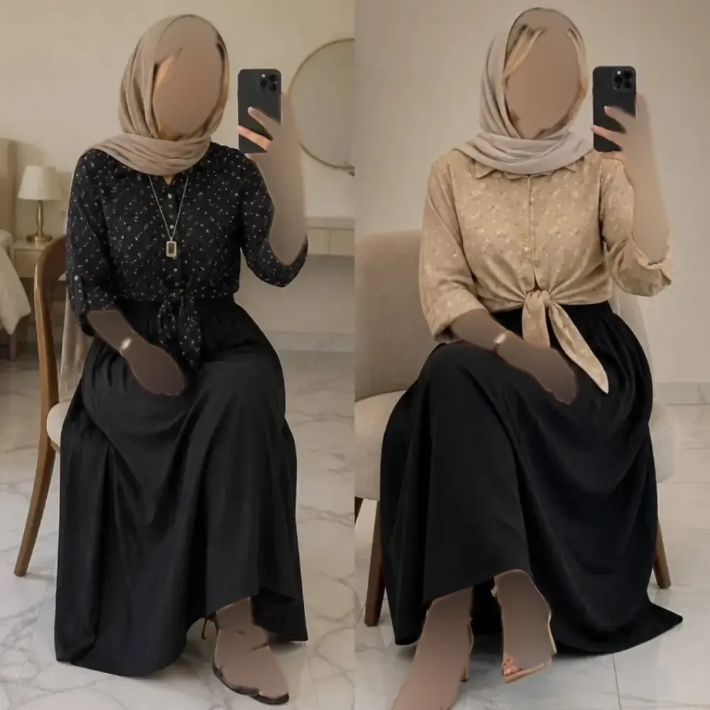 ست شومیز گره ای و دامن شانتون فری سایز