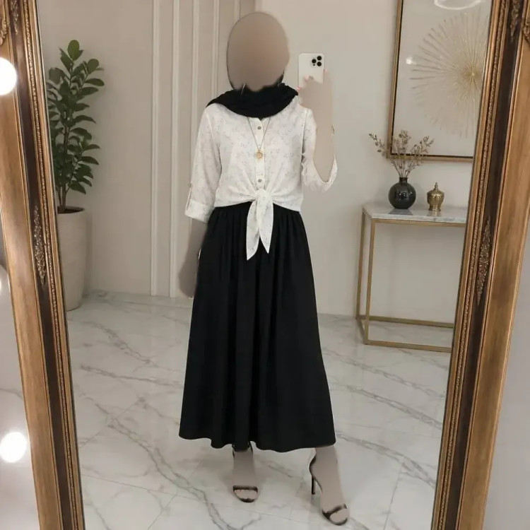 ست شومیز گره ای و دامن شانتون فری سایز
