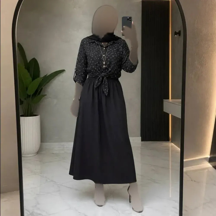 ست شومیز گره ای و دامن شانتون فری سایز
