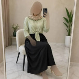 ست شومیز گره ای و دامن شانتون فری سایز