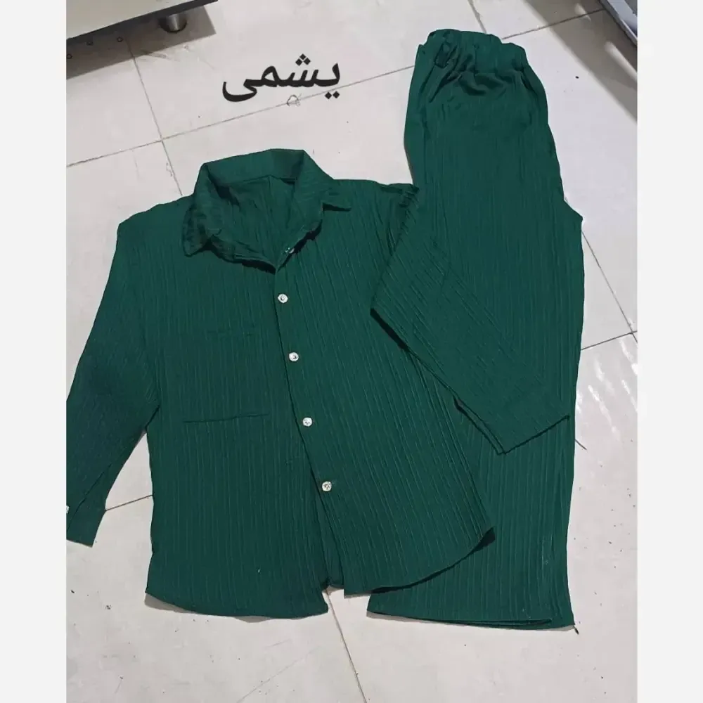 ست شومیز و شلوار نیم بگ ایوا کراش درجه یک فری سایز