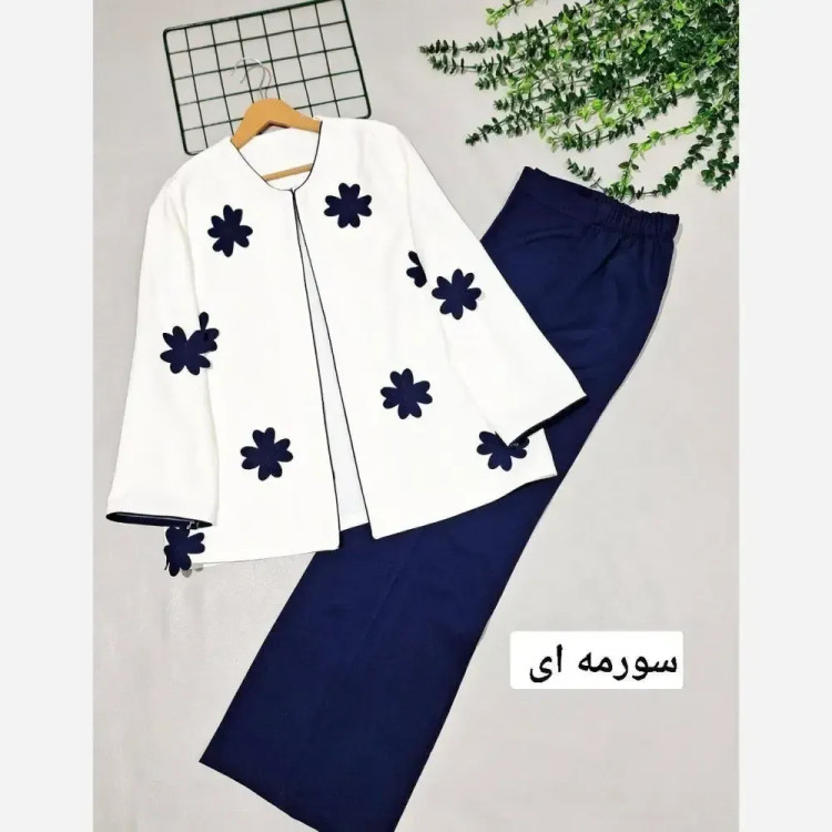 کت و شلوار زنانه گلدار مازراتی نخ توییست درجه یک مزونی