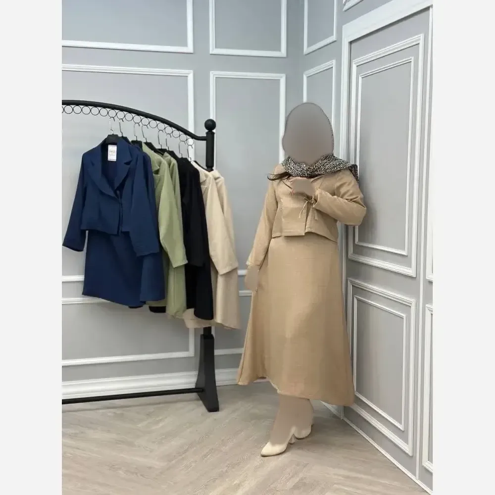 کت دامن زنانه شانتون رها رنگ مشکی سورمه ای کرم نسکافه ای سایز 36 تا 46